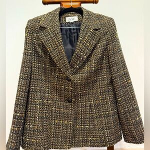 Le Suit women’s skirt and blazer suit SET brown tweed size 12